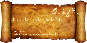 Oszlár Árpád névjegykártya